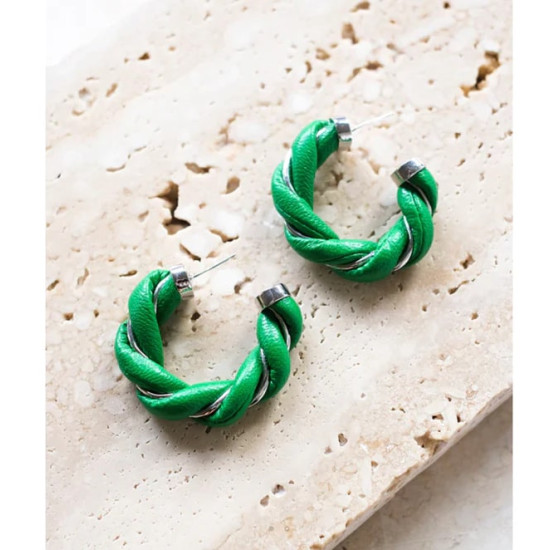 Обеци Knot green