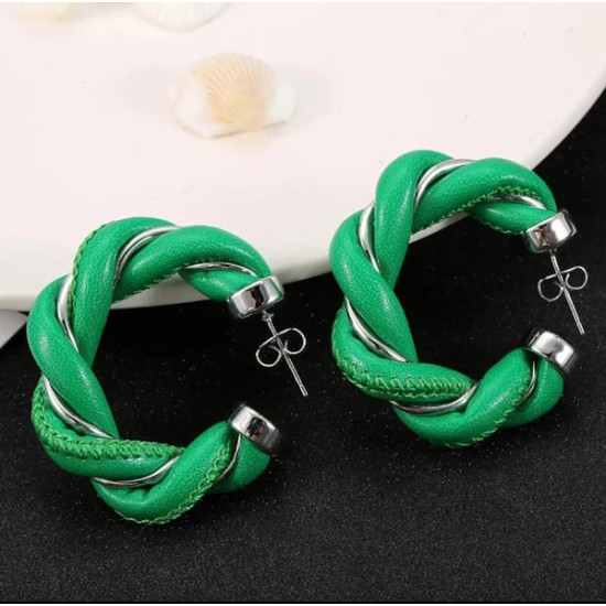 Обеци Knot green